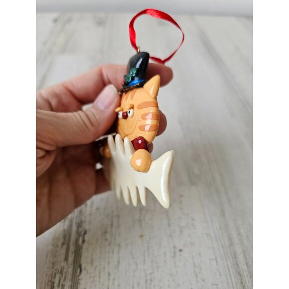 Vintage cat picture ornament tabby‎ black Xmas tree - Picture 7 of 7